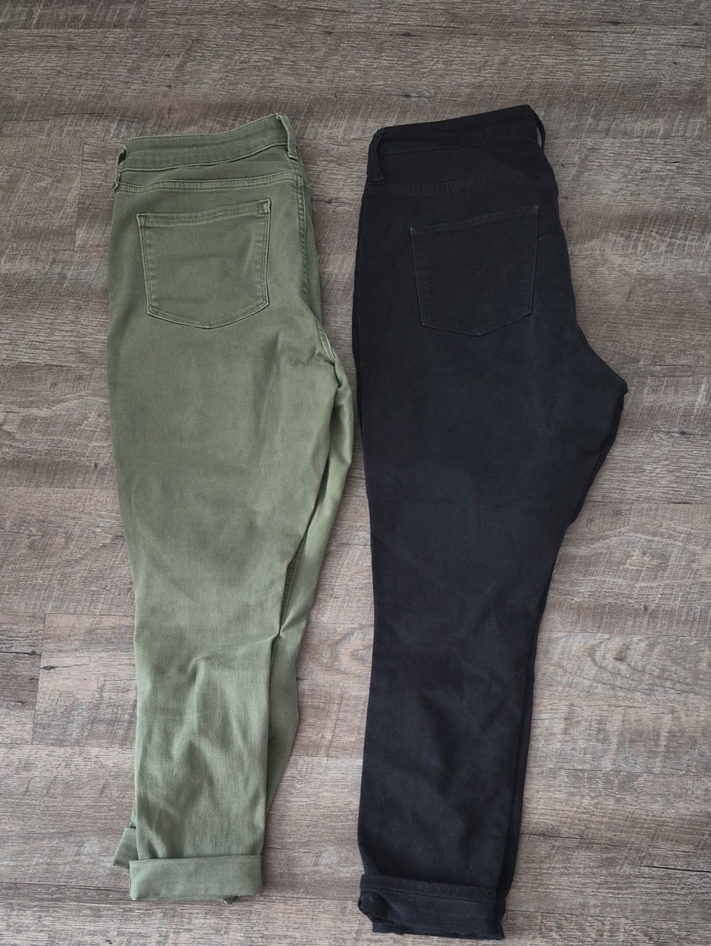 Work Olive Green & Black Slim Pants Duo
